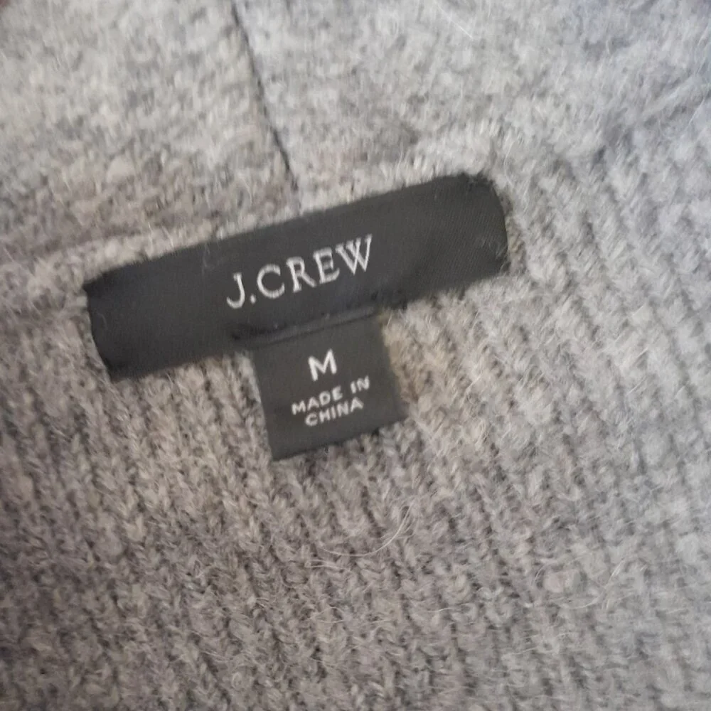 J. Crew Womens Cocoon Chunky Sweater Blazer Oversized Heavyweight Sz Medium Gray